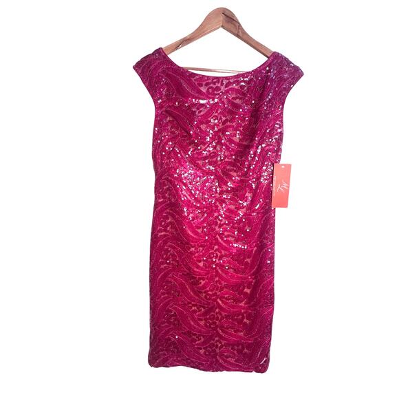 .Monique Lhuillier Pink Sequin Cocktail Dress Size 6 NWT $498 Elegant Party - Picture 15 of 16